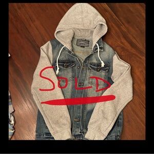 Brooklyn Cloth Denim and Jersey Gray Hooded Jacket